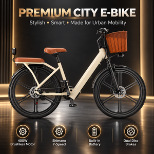 Bicicletta Elettrica Flying Pigeon da Città, 24 Pollici, per Adulti, con Cestino Anteriore - Product Image 2