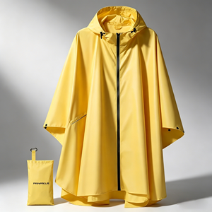 Fashion Yellow <strong>Poncho</strong> Raincoat <strong>Waterproof</strong> Portable Hooded Rain Cape <strong>for</strong> Outdoor Hiking <strong>Festival</strong> - Product Image 2