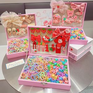 Venta al por Mayor de Pinzas para el Cabello de Niñas con Dibujos Animados, Lazos para el Cabello con Flores Dulces, Pasadores de Moda, Juego de Accesorios para el Cabello de Niñas en Caja de Regalo - Product Image 1