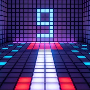 Dalles de sol LED interactives pour jeux d'évasion en intérieur, en verre et acier inoxydable, 30x30cm, motif treillis Amuseme - Product Image 4