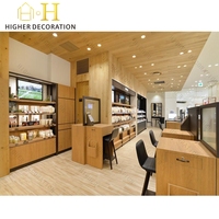 Meuble de présentation de maquillage en bois naturel pour salon de beauté, comptoir de présentation de produits cosmétiques