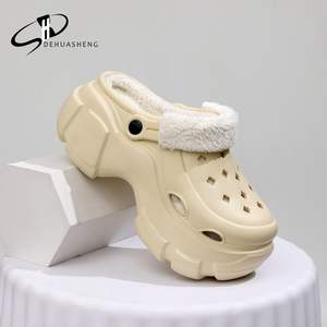 Chaussures détachables en coton doublé polaire pour femmes avec semelles épaisses Hiver All-Match Garden Outer Wear Sabots à double usage - Product Image 3