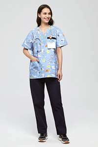 Uniforme Sanitario Estampado Anno de Manga Corta para Hospital Veterinario, Clínica Dental, Ropa de Cuidado, Camiseta - Product Image 6
