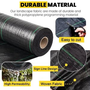 Toile anti-herbe en PP+PE noire, tissu de protection contre les adventices pour l'agriculture et le jardinage, vente en gros - Product Image 2