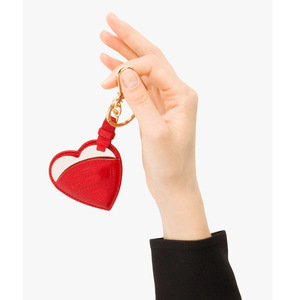 Heart-shaped keychain makeup mirror, portable PU leather mirror case, keychain <b>gift</b>. - Product Image 3