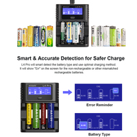 Chargeur de piles XTAR L4 Pro à 4 emplacements avec écran LCD de capacité visible, charge rapide et sécurisée pour piles AAA AA 1.5V Li-ion 1.2V NI-MH AA AAA