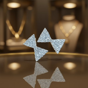 E1714 Orecchini in oro bianco con diamanti da donna, taglio triangolare, gioielli di lusso naturali e raffinati - Product Image 2