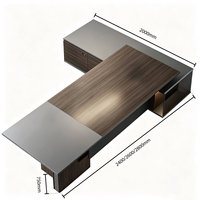 Scrivania Direzionale Reversibile IULTRA Moderna Modulare a L 2026 con Logo Personalizzato, Finitura Verniciata in Legno Scuro, con Retroangolo Sinistro