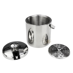 Secchiello per il ghiaccio secchiello per ghiaccio rotondo in acciaio inossidabile a doppia parete in metallo isolato a doppia parete in acciaio inossidabile - Product Image 2
