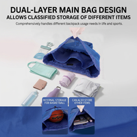 Sac à dos de badminton en nylon grande capacité avec compartiment pour raquette, panneau en maille respirante, léger, idéal pour le basketball et la gym