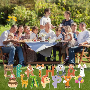 Cartello da Giardino per <span class=keywords><strong>Compleanno</strong></span> <span class=keywords><strong>con</strong></span> Picchetti, Decorazione a Tema Safari, Accessori per Feste a Tema Giungla - Product Image 4