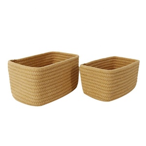 Panier de rangement multifonctionnel rectangulaire en corde de <span class=keywords><strong>coton</strong></span>, grande capacité, moderne et écologique, pour bureau, salon et maison - Product Image 5
