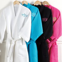 Peignoir en coton gaufré pour femme, personnalisé, uni, pour spa, fête ou mariage