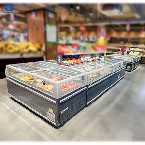 Commercial Horizontal Deep Island Freezer Glass <b>Door</b> Island Display Freezer Supermarket Freezer for Frozen Food - Product Image 2