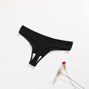 Biancheria intima donna mutande comode da ragazza tinta unita perizoma a righe a vita bassa perizoma di cotone mutandine da donna - Product Image 5