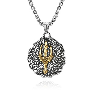 Collier pendentif trident de Thor en acier inoxydable pour homme, design épée géométrique, bijou cadeau - Product Image 5