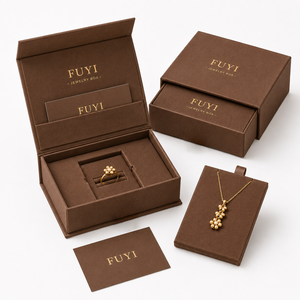 Rectangle Jewelry Box Set custom logo Velvet Insert Magnetic Lid <b>Ring</b> Necklace Storage Elegant Design Recyclable paper with FSC - Product Image 1