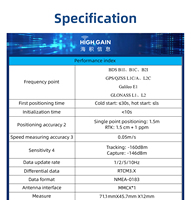 Carte de développement HighGain avec modules GPS intégrés BDS GPS GLONASS Galileo Qzss, positionnement RTK/INS multi-systèmes et multi-fréquences