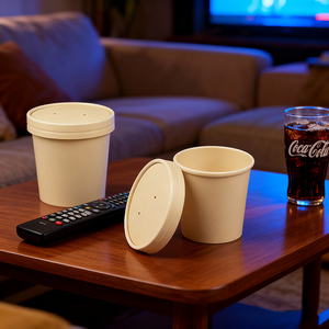 Vaso de papel kraft desechable, personalizado con logo, blanco/marrón, a prueba de agua, para sopa caliente, comida para llevar. - Product Image 6