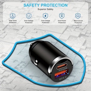 Bán Buôn Xách Tay Phổ Kép Cổng <span class=keywords><strong>USB</strong></span> Pd Mini 60W Loại C Xe Sạc Nhanh Phí Adapter Với Biểu Tượng Tùy Chỉnh Cho Điện Thoại Di Động - Product Image 6