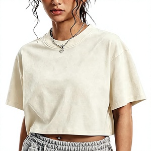 Camisetas Cortas de Algodón 100% para Mujer con Logo OEM Personalizado, Cuello Redondo, Manga Corta, Ajuste Holgado, Estilo Básico para Verano 2026 - Product Image 4