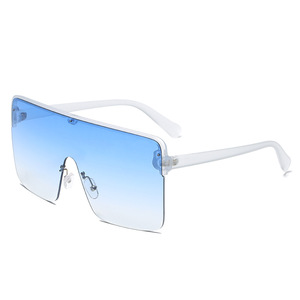 BR06 Square <b>Large</b> <b>Frame</b> Rimless Sunglasses UV400 PC Metal <b>Frame</b> Unisex Lightweight European Style - Product Image 2