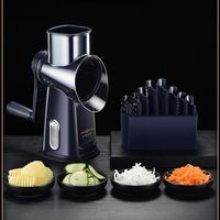 Alat Pengolah Makanan Multifungsi 5in1 Manual Rotary, Parutan Keju, Pengiris Sayur Kentang, Pisau Stainless Steel