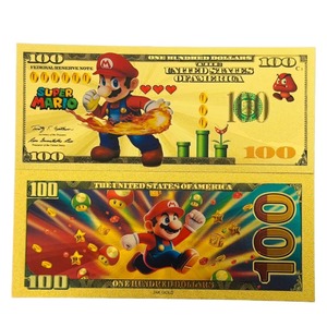 Billet de banque en feuille d'or de 100 dollars, style anime, jeu de cartes à collectionner, jouet, cadeau, souvenir pour les fans, 15,4x6,5 cm, double face - Product Image 2