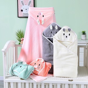 Accepter le logo personnalisé ensemble de couvertures de réception pour bébé sweat à capuche pour nouveau-né serviettes en molleton corail couverture serviette à capuche pour nouveau-né - Product Image 6