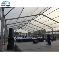 Tente de mariage en PVC transparent avec cadre noir 15m x 30m, capacité 220 personnes, chapiteau extérieur en aluminium pour banquet, événement, fête
