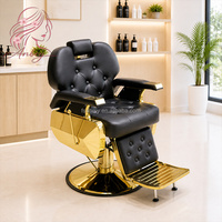 Fauteuil de barbier hydraulique robuste et moderne, structure en acier inoxydable 360° °   Fauteuil de salon pivotant et inclinable pour usage commercial