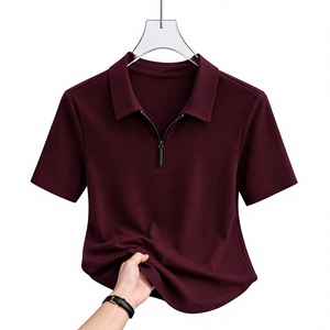 Chemise décontractée à manches courtes en tricot uni pour homme, avec poche, logo personnalisé, noir et beige, 240 GSM, 100 % coton, anti-plis - Product Image 5