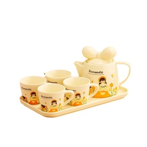 Lovely Tea Set Rural Style Ceramic Tea Cup Housewarming with Hand Fireworks Tea Set with Tray - Product Image 1