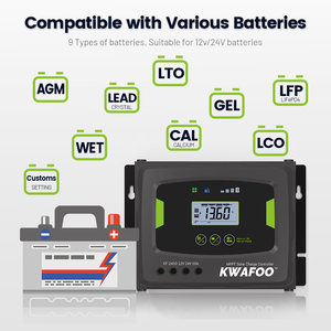 Livraison gratuite KWAFOO 50a <span class=keywords><strong>Mppt</strong></span> Smart Solar Converter Regulator Charge Controller Setup <span class=keywords><strong>Mppt</strong></span> Battery Charger Meter <span class=keywords><strong>100</strong></span>/<span class=keywords><strong>50</strong></span> US Stock - Product Image 1