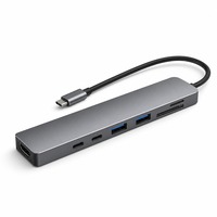 Hub USB-C 7 en 1, adaptateur multiport, 4K, 100W PD, station d'accueil en aluminium à charge rapide pour MacBook Pro/iPad/ordinateur portable, en stock