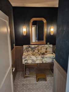 Lavabo de Baño de Mármol Blanco <span class=keywords><strong>con</strong></span> Vetas Negras, Lavabo de Piedra de Estilo Vintage para Instalación en <span class=keywords><strong>Pedestal</strong></span> en Hoteles Residenciales Clásicos - Product Image 1