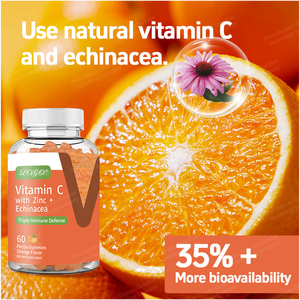 Gomitas de Vitamina C con Sabor a Naranja, Suplementos Dietéticos para Adultos, 60 Unidades, 2 por Porción - Product Image 3