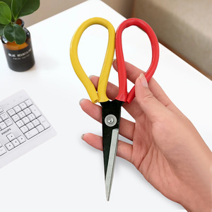 Tailor Scissors Stainless Steel Straight Head Home Use Fabric Cutting Yellow Red Handles - Product Image 2