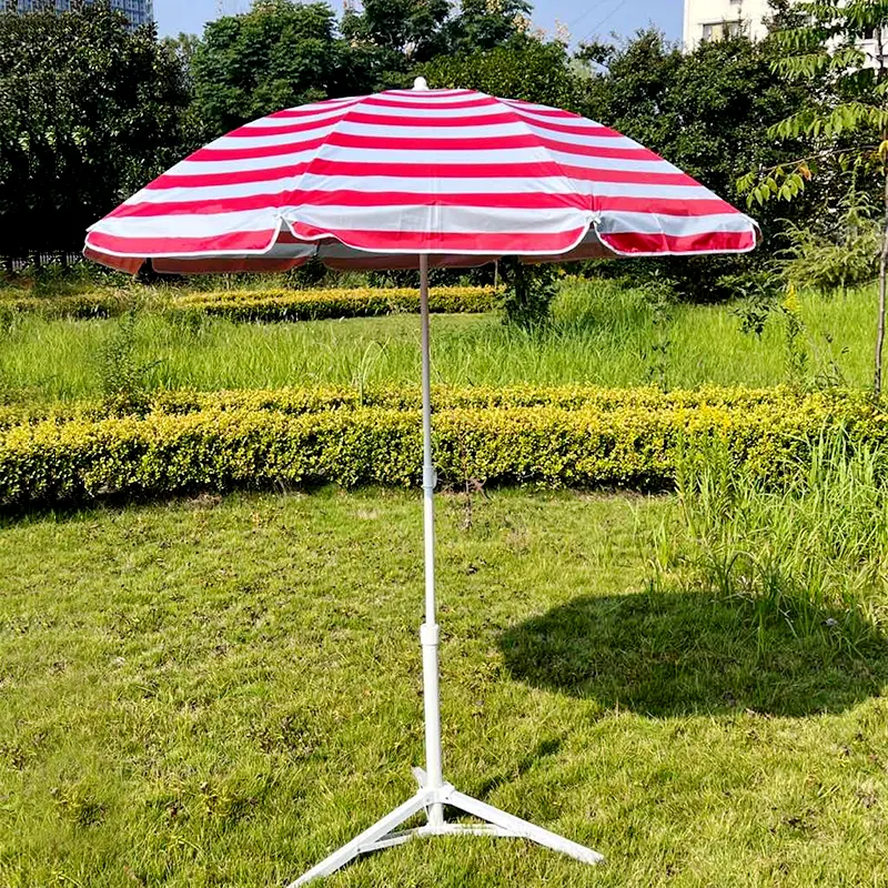 BSCI Fábrica Venda Quente OEM 1.8m Stripe ou Solid Outdoor Praia Guarda-chuva Parasóis Para Férias Seaside Parasol com Ferro Frame