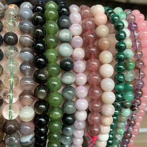Perles en pierre naturelle <span class=keywords><strong>de</strong></span> haute qualité 6/8/10MM (Quartz Rose/Jade/<span class=keywords><strong>Malachite</strong></span>) pour la fabrication <span class=keywords><strong>de</strong></span> bijoux, 7,5'' Kuoyu F03598-F03610 - Product Image 2