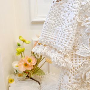 Conjunto de Dos Piezas de Vestido con Encaje Francés Estilo <span class=keywords><strong>Retro</strong></span> para Niñas, con Borlas y un Toque de Fragancia, <span class=keywords><strong>Ropa</strong></span> de Punto - Product Image 4