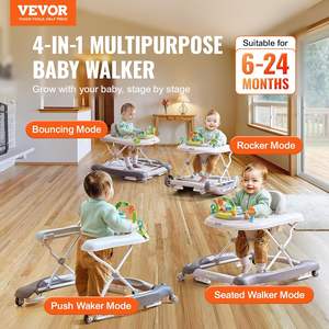 4-in-1 Plastic <strong>Baby</strong> Walker Foldable Activity Center 3 Adjustable Heights Music Toys Tray <strong>Bouncer</strong> for Toddler Boys <strong>Girls</strong> - Product Image 2