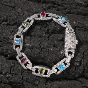 UWIN Magnifico Bracciale Vintage con Zirconi Cubici Colorati, Gioielli per Uomo e <span class=keywords><strong>Donna</strong></span>, Bracciale Art Déco in Oro 18K con Gemme per Donne - Product Image 4