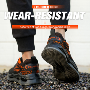 Chaussures de travail de sécurité pour hommes, respirantes, en tissu Fly-woven, anti-écrasement et anti-perforation, de qualité supérieure, style baskets sportives - Product Image 4