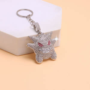 Llavero con colgante de demonio de dibujos animados, microincrustaciones de circonita, aleación de zinc, color oro y plata, regalo para joyería de moda. - Product Image 4