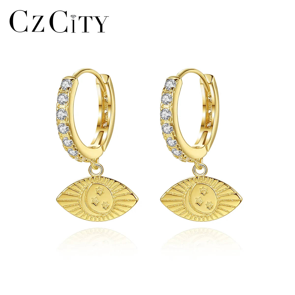 CZCITY Woman Hoop Statement Designer Korean Eyering Jewelry Trendy Clip Earing Fashion Eye Sterling Silver 925 Jewellery