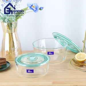 Round rectangle glassware lunch box for kitchen home using food container safe for microware high quality wholesale price