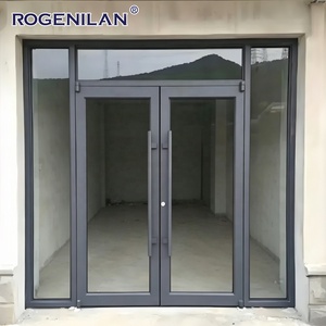 Portes d'entrée commerciales modernes Rogenilan en aluminium à <span class=keywords><strong>double</strong></span> vitrage, portes de magasin extérieures anti-effraction en verre - Product Image 3