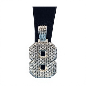 Colgante de Cristal con Número 8 y Diamantes de Imitación, Moissanita, Aleación de Plata 925, Estilo Hiphop, Joyería Unisex para Regalo - Product Image 1