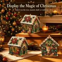 Kit d'art de Noël 3D en perles et diamants pour maison en bois, décoration de Noël DIY, ornement à suspendre pour arbre ou table, cadeau personnalisable